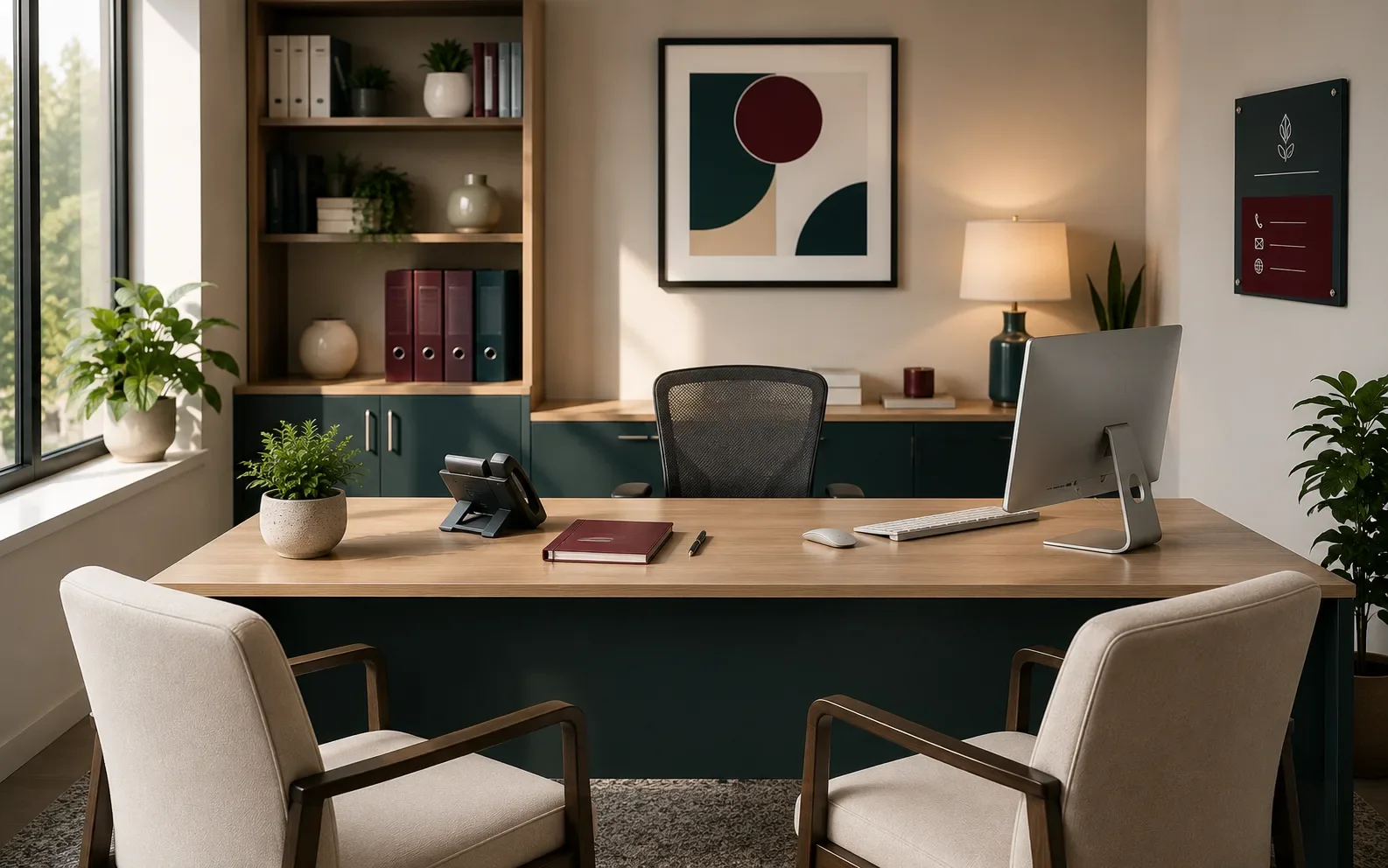 A private office prepared for a focused business consultation