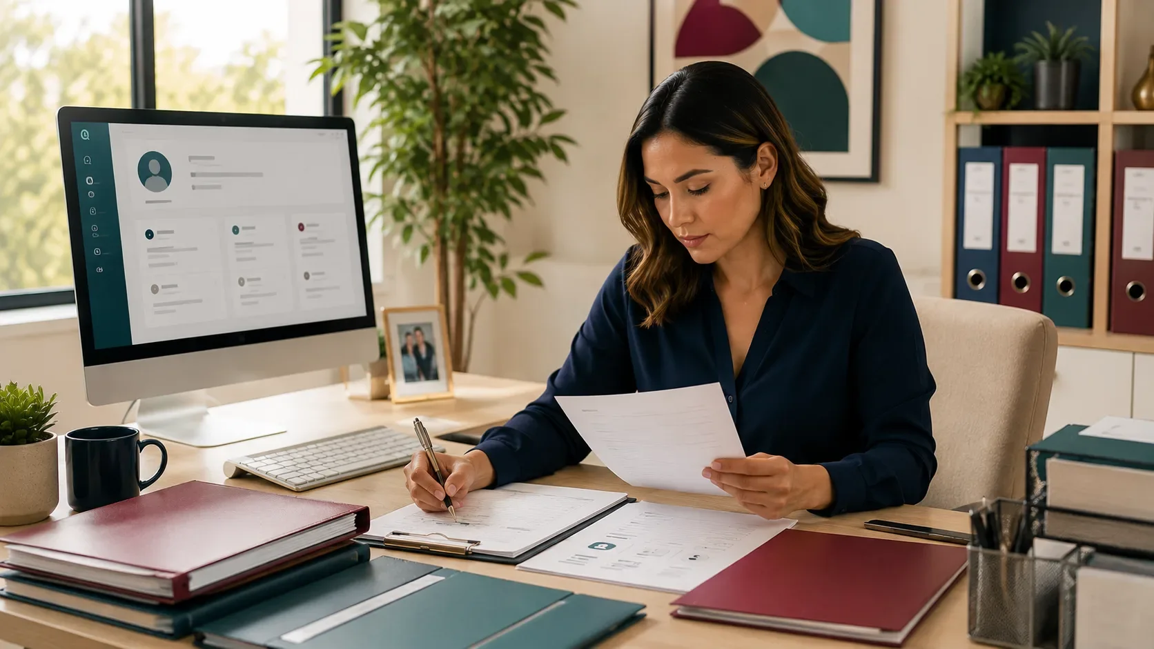Credentialing administrator comparing provider information with an application profile