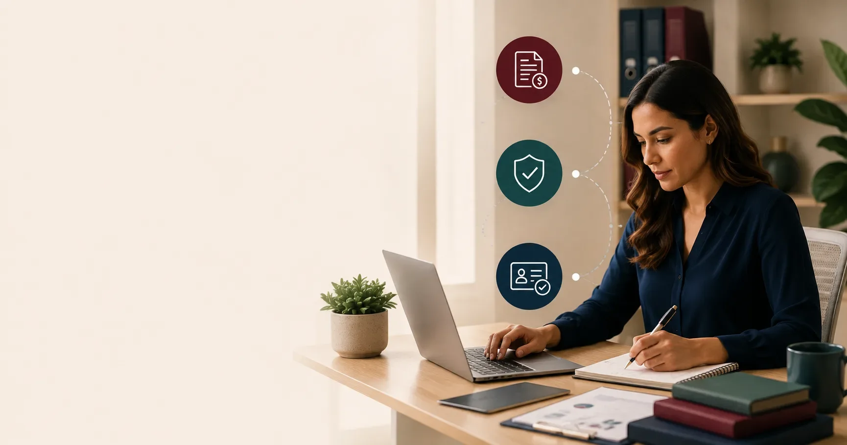 Healthcare administrator reviewing connected workflow statuses